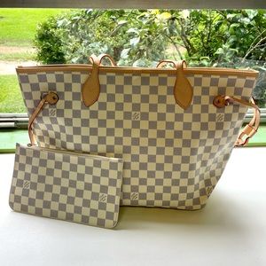 Louis Vuitton Neverfull MM Damier Azur w Pouchette